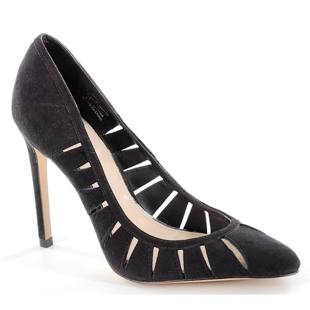 ZARA Sz 6 US Black Stiletto Pumps Heels Cut Out Suede Date Night Vamp Sexy 36